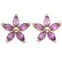 9ct Gold Amethyst Flower Stud Earrings