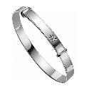 Child's Silver Expander Bangle With Diamond