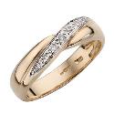 9ct Yellow Gold And Rhodium Plated Diamond Ring